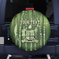Personalised Fiji Language Week Sugarcane Masi Spare Tire Cover Green Tapa Tribal Pattern DT05 No hole Green - Polynesian Pride