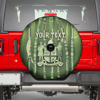 Personalised Fiji Language Week Sugarcane Masi Spare Tire Cover Green Tapa Tribal Pattern DT05 - Polynesian Pride