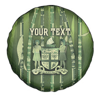 Personalised Fiji Language Week Sugarcane Masi Spare Tire Cover Green Tapa Tribal Pattern DT05 - Polynesian Pride