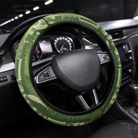 Fiji Language Week Sugarcane Masi Steering Wheel Cover Green Tapa Tribal Pattern DT05 Universal Fit Green - Polynesian Pride