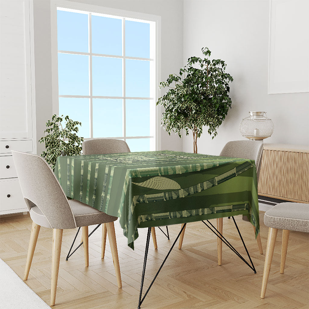 Personalised Fiji Language Week Sugarcane Masi Tablecloth Green Tapa Tribal Pattern DT05 - Polynesian Pride