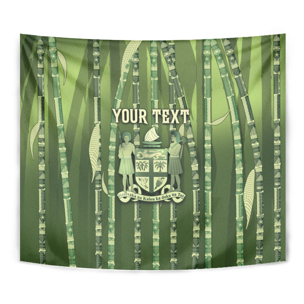 Personalised Fiji Language Week Sugarcane Masi Tapestry Green Tapa Tribal Pattern DT05 - Polynesian Pride