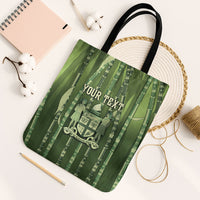 Personalised Fiji Language Week Sugarcane Masi Tote Bag Green Tapa Tribal Pattern DT05 Black Strap One Size Green - Polynesian Pride