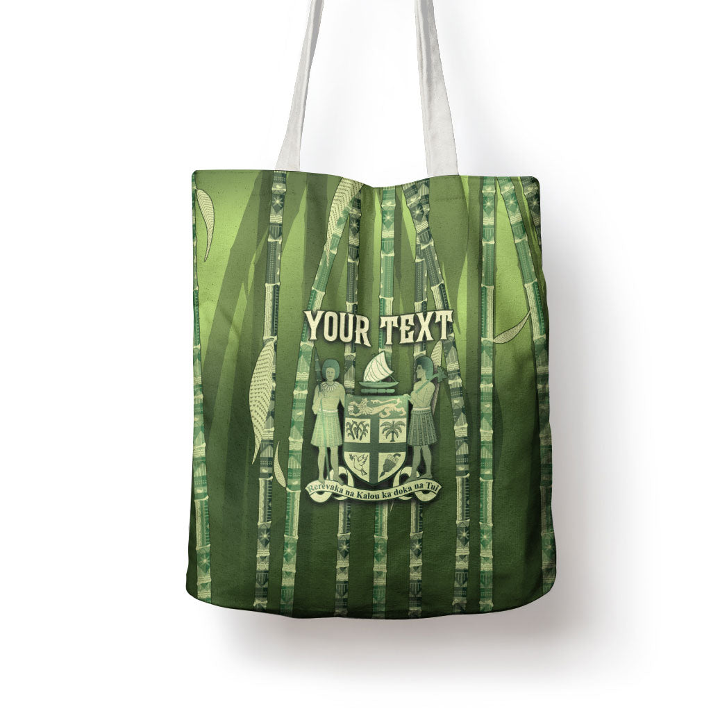 Personalised Fiji Language Week Sugarcane Masi Tote Bag Green Tapa Tribal Pattern DT05 - Polynesian Pride
