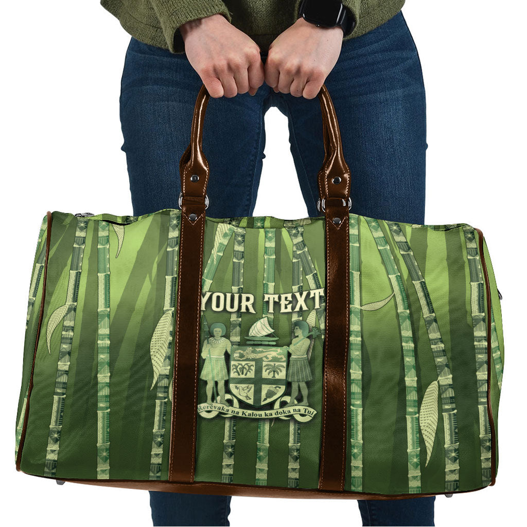 Personalised Fiji Language Week Sugarcane Masi Travel Bag Green Tapa Tribal Pattern DT05 Green - Polynesian Pride