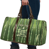 Personalised Fiji Language Week Sugarcane Masi Travel Bag Green Tapa Tribal Pattern DT05 - Polynesian Pride