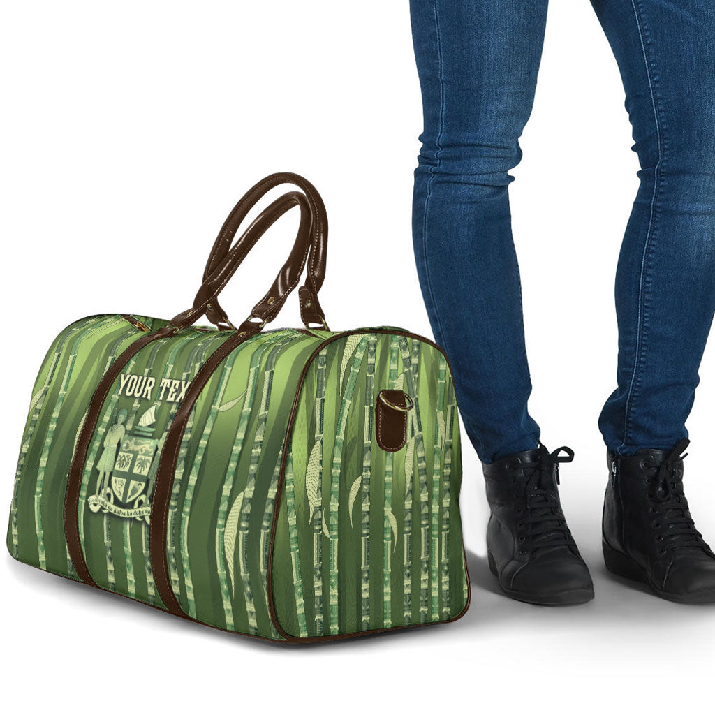 Personalised Fiji Language Week Sugarcane Masi Travel Bag Green Tapa Tribal Pattern DT05 - Polynesian Pride
