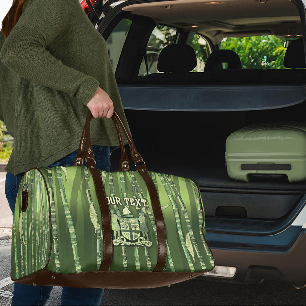 Personalised Fiji Language Week Sugarcane Masi Travel Bag Green Tapa Tribal Pattern DT05 - Polynesian Pride