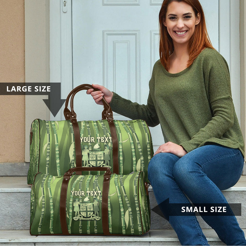 Personalised Fiji Language Week Sugarcane Masi Travel Bag Green Tapa Tribal Pattern DT05 - Polynesian Pride