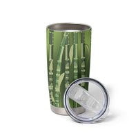 Personalised Fiji Language Week Sugarcane Masi Tumbler Cup Green Tapa Tribal Pattern DT05 - Polynesian Pride