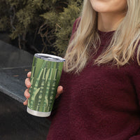Personalised Fiji Language Week Sugarcane Masi Tumbler Cup Green Tapa Tribal Pattern DT05 - Polynesian Pride