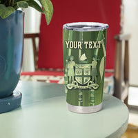 Personalised Fiji Language Week Sugarcane Masi Tumbler Cup Green Tapa Tribal Pattern DT05 - Polynesian Pride