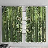 Personalised Fiji Language Week Sugarcane Masi Window Curtain Green Tapa Tribal Pattern DT05 With Hooks Green - Polynesian Pride
