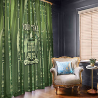 Personalised Fiji Language Week Sugarcane Masi Window Curtain Green Tapa Tribal Pattern DT05 - Polynesian Pride