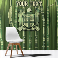 Personalised Fiji Language Week Sugarcane Masi Window Curtain Green Tapa Tribal Pattern DT05 - Polynesian Pride