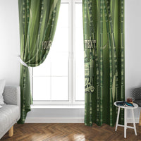 Personalised Fiji Language Week Sugarcane Masi Window Curtain Green Tapa Tribal Pattern DT05 - Polynesian Pride