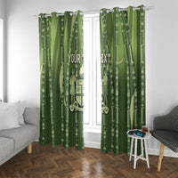 Personalised Fiji Language Week Sugarcane Masi Window Curtain Green Tapa Tribal Pattern DT05 With Grommets Green - Polynesian Pride