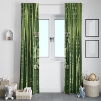 Personalised Fiji Language Week Sugarcane Masi Window Curtain Green Tapa Tribal Pattern DT05 - Polynesian Pride