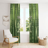 Personalised Fiji Language Week Sugarcane Masi Window Curtain Green Tapa Tribal Pattern DT05 - Polynesian Pride