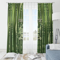 Personalised Fiji Language Week Sugarcane Masi Window Curtain Green Tapa Tribal Pattern DT05 - Polynesian Pride