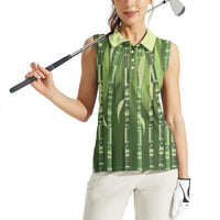 Personalised Fiji Language Week Sugarcane Masi Women Sleeveless Polo Shirt Green Tapa Tribal Pattern DT05 - Polynesian Pride