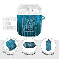 Personalised Fiji Language Week Sugarcane Masi AirPods Case Blue Tapa Tribal Pattern DT05 - Polynesian Pride