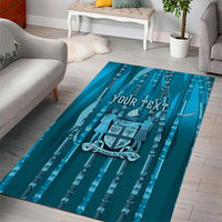 Personalised Fiji Language Week Sugarcane Masi Area Rug Blue Tapa Tribal Pattern DT05 - Polynesian Pride