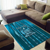 Personalised Fiji Language Week Sugarcane Masi Area Rug Blue Tapa Tribal Pattern DT05 - Polynesian Pride
