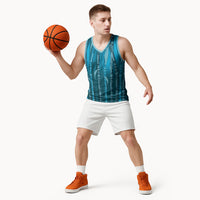 Personalised Fiji Language Week Sugarcane Masi Basketball Jersey Blue Tapa Tribal Pattern DT05 - Polynesian Pride
