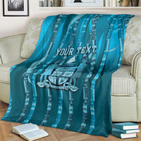Personalised Fiji Language Week Sugarcane Masi Blanket Blue Tapa Tribal Pattern DT05 - Polynesian Pride