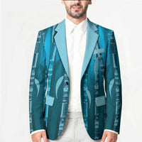 Personalised Fiji Language Week Sugarcane Masi Blazer Blue Tapa Tribal Pattern DT05 - Polynesian Pride