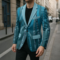 Personalised Fiji Language Week Sugarcane Masi Blazer Blue Tapa Tribal Pattern DT05 - Polynesian Pride
