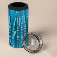 Personalised Fiji Language Week Sugarcane Masi 4 in 1 Can Cooler Tumbler Blue Tapa Tribal Pattern DT05 - Polynesian Pride