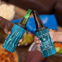 Personalised Fiji Language Week Sugarcane Masi 4 in 1 Can Cooler Tumbler Blue Tapa Tribal Pattern DT05 - Polynesian Pride