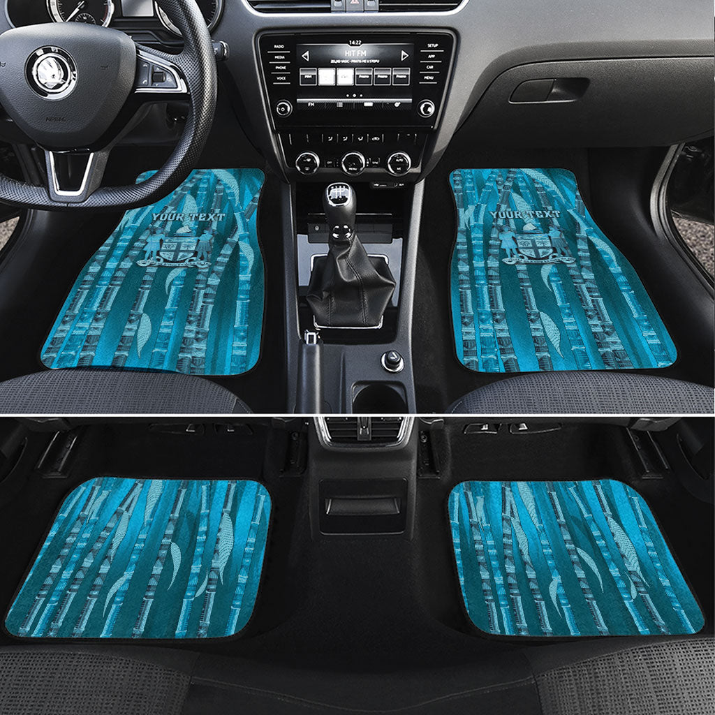 Personalised Fiji Language Week Sugarcane Masi Car Mats Blue Tapa Tribal Pattern DT05 Set 4pcs Blue - Polynesian Pride