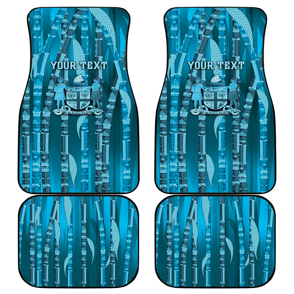 Personalised Fiji Language Week Sugarcane Masi Car Mats Blue Tapa Tribal Pattern DT05 - Polynesian Pride