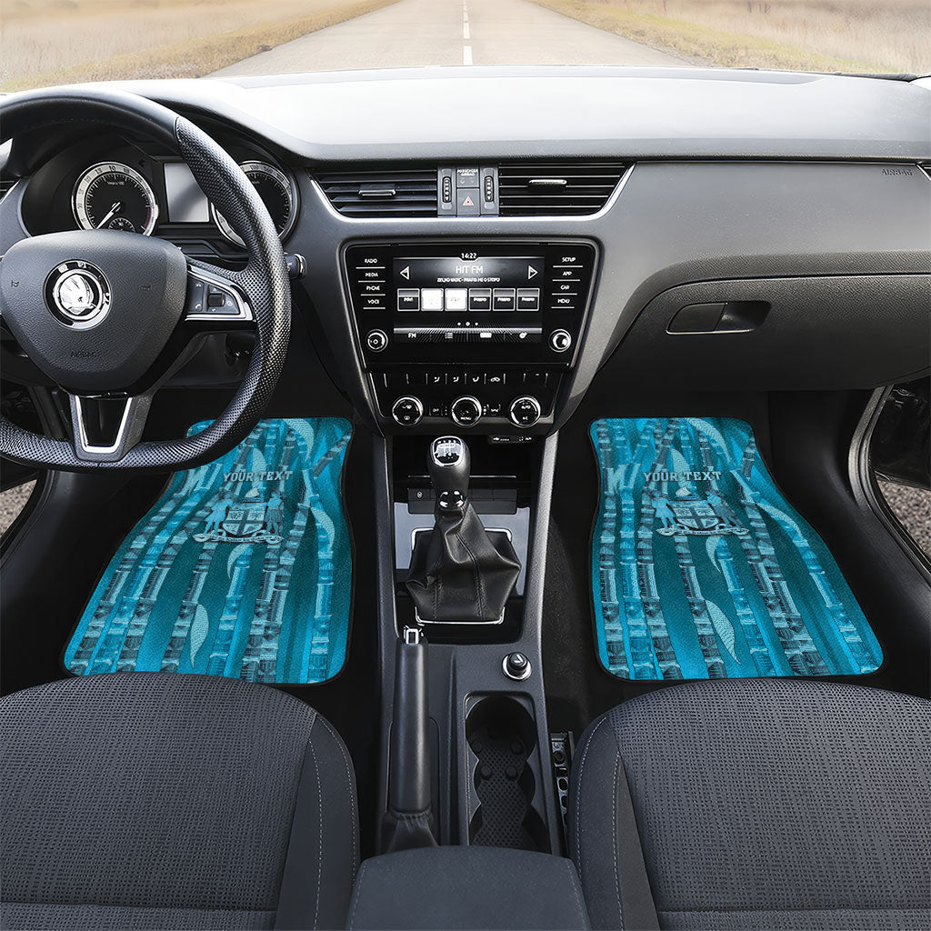 Personalised Fiji Language Week Sugarcane Masi Car Mats Blue Tapa Tribal Pattern DT05 Set 2pcs - Front Blue - Polynesian Pride