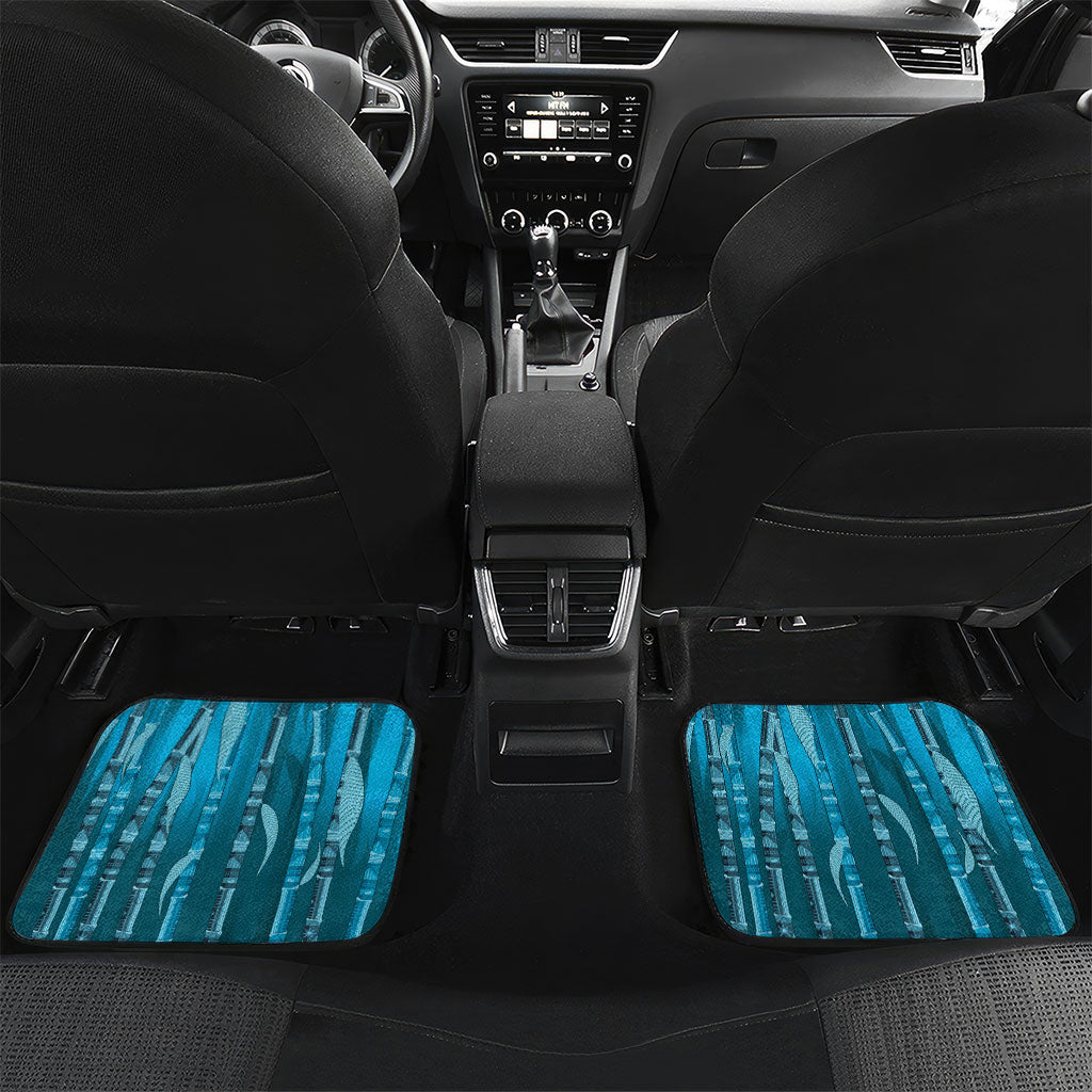 Personalised Fiji Language Week Sugarcane Masi Car Mats Blue Tapa Tribal Pattern DT05 Set 2pcs - Back Blue - Polynesian Pride