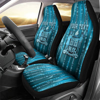 Personalised Fiji Language Week Sugarcane Masi Car Seat Cover Blue Tapa Tribal Pattern DT05 - Polynesian Pride