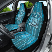 Personalised Fiji Language Week Sugarcane Masi Car Seat Cover Blue Tapa Tribal Pattern DT05 - Polynesian Pride