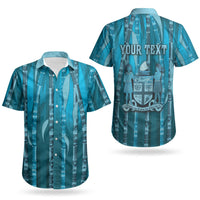 Personalised Fiji Language Week Sugarcane Masi Couples Matching Off Shoulder Maxi Dress and Hawaiian Shirt Blue Tapa Tribal Pattern DT05 - Polynesian Pride