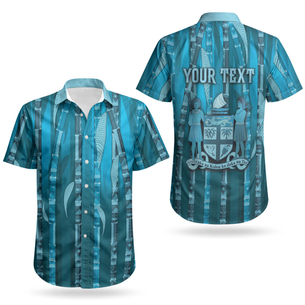 Personalised Fiji Language Week Sugarcane Masi Couples Matching Summer Maxi Dress and Hawaiian Shirt Blue Tapa Tribal Pattern DT05 - Polynesian Pride