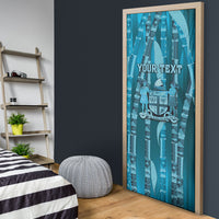 Personalised Fiji Language Week Sugarcane Masi Door Cover Blue Tapa Tribal Pattern DT05 - Polynesian Pride