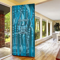 Personalised Fiji Language Week Sugarcane Masi Door Cover Blue Tapa Tribal Pattern DT05 - Polynesian Pride