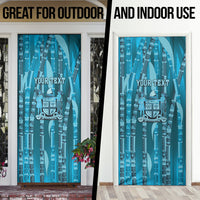 Personalised Fiji Language Week Sugarcane Masi Door Cover Blue Tapa Tribal Pattern DT05 - Polynesian Pride