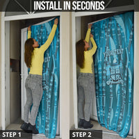 Personalised Fiji Language Week Sugarcane Masi Door Cover Blue Tapa Tribal Pattern DT05 - Polynesian Pride