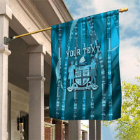 Personalised Fiji Language Week Sugarcane Masi Garden Flag Blue Tapa Tribal Pattern DT05 House Flag Blue - Polynesian Pride