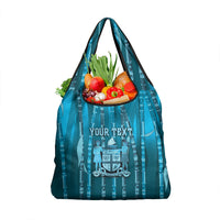 Personalised Fiji Language Week Sugarcane Masi Grocery Bag Blue Tapa Tribal Pattern DT05 1-pack One Size Blue - Polynesian Pride