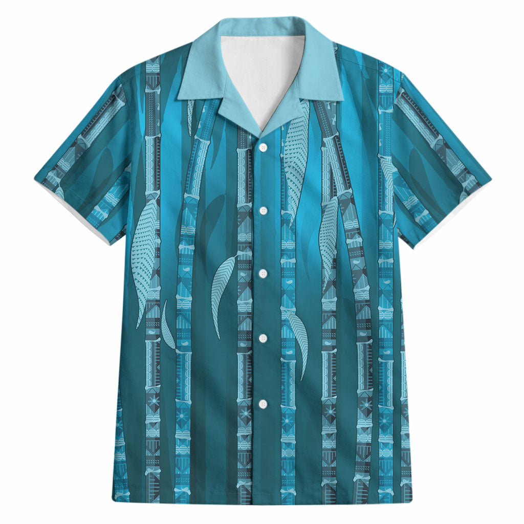 Personalised Fiji Language Week Sugarcane Masi Hawaiian Shirt Blue Tapa Tribal Pattern DT05 Blue - Polynesian Pride
