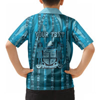 Personalised Fiji Language Week Sugarcane Masi Hawaiian Shirt Blue Tapa Tribal Pattern DT05 - Polynesian Pride